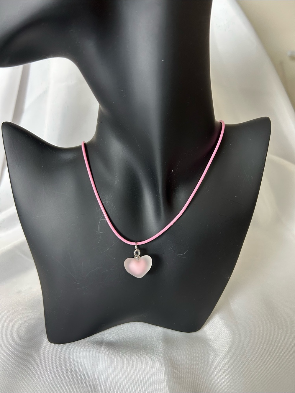 Cute Frosted Heart Corded Necklaces Measures 18” W/2” Ext